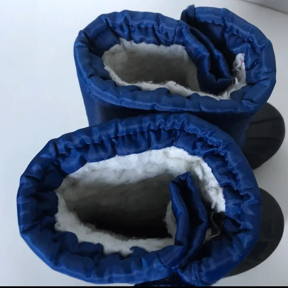 Kids‎ Connection Snow Boots Boys Size 9 Blue Slip On Warm Fur Lined
